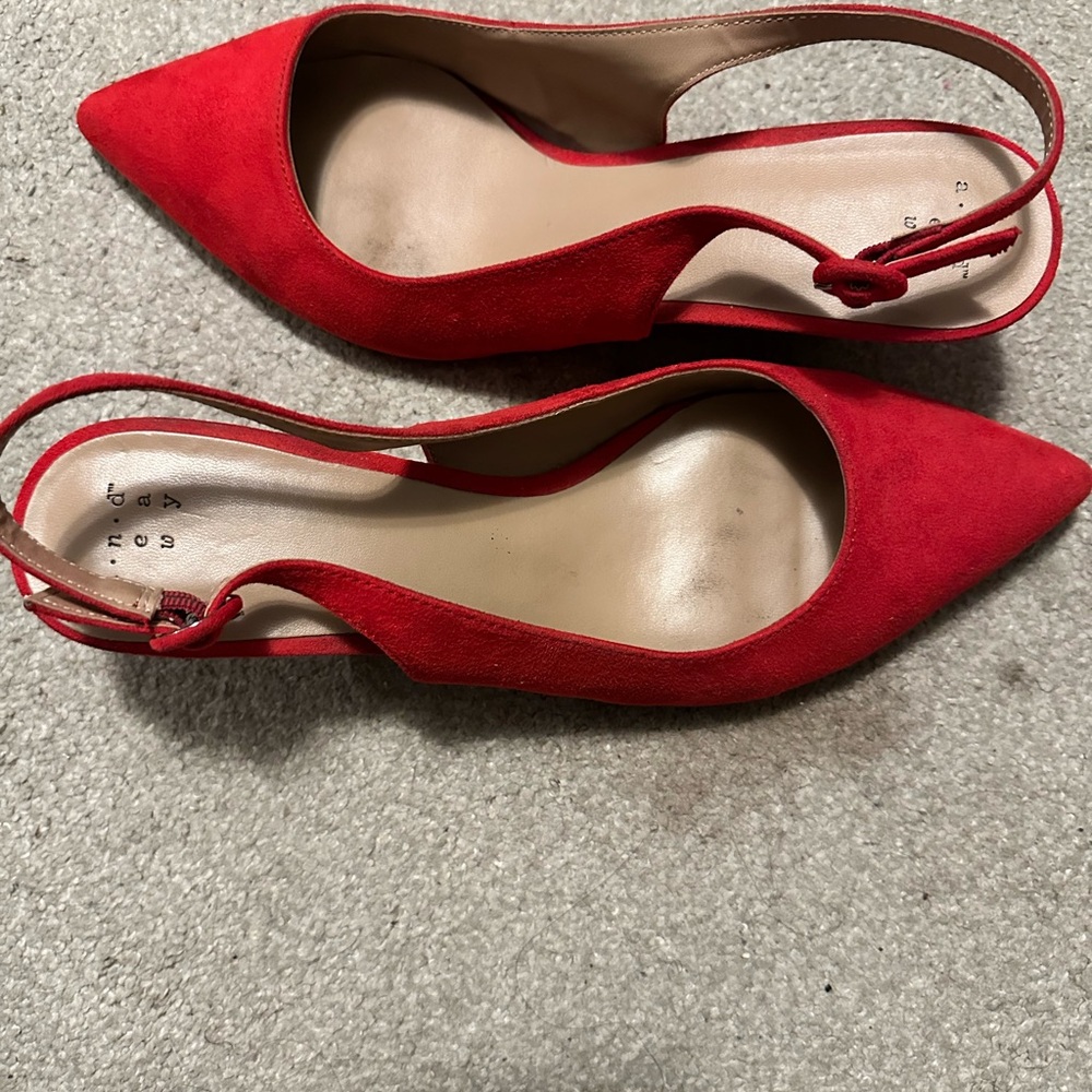 A New Day Red Pointed-Toe Slingback Heels